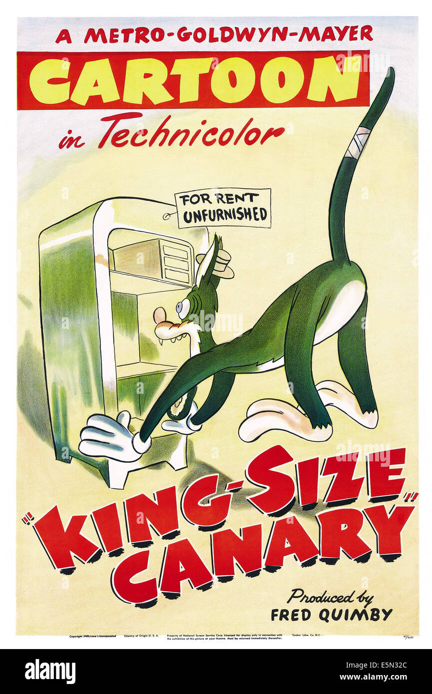 KING-SIZE CANARY, poster art, 1947. Stock Photo