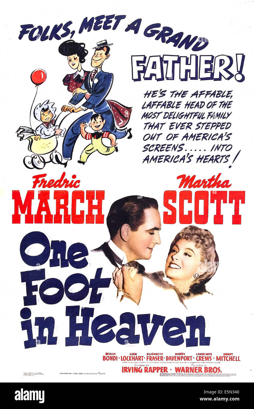 ONE FOOT IN HEAVEN, US poster, from left Fredric March, Martha Scott