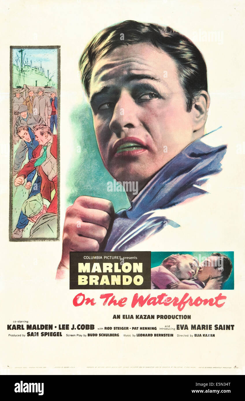 ON THE WATERFRONT, top: Marlon Brando, bottom from left: Eva Marie Saint, Marlon Brando, 1954 Stock Photo