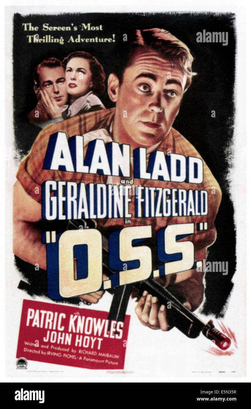 O.S.S., Alan Ladd, Geraldine Fitzgerald, 1946 Poster art Stock Photo