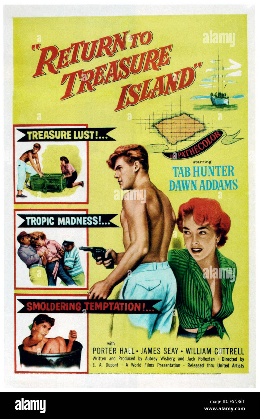 RETURN TO TREASURE ISLAND, from left: Tab Hunter, Dawn Addams, 1954. Stock Photo