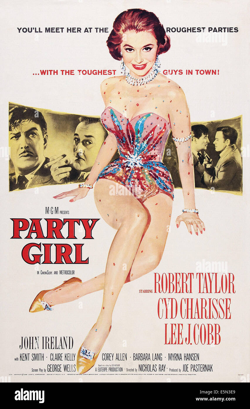 PARTY GIRL, US poster art, from left: Robert Taylor, Lee J. Cobb, Cyd Charisse, 1958 Stock Photo
