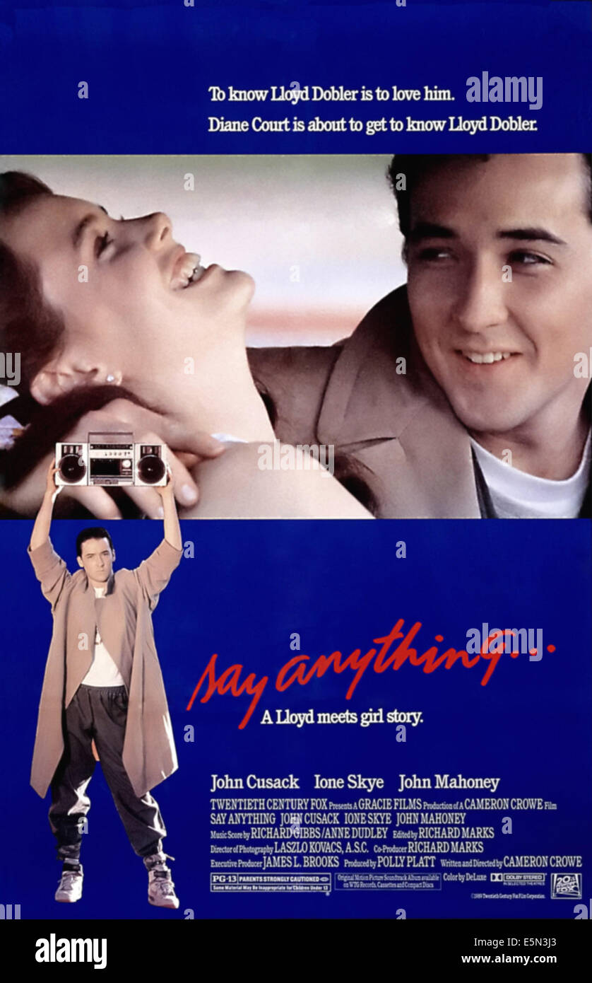 SAY ANYTHING, John Cusack, Ione Skye, poster art, 1989   TM and Copyright (c) 20th Century Fox Film Corp. All rights reserved. Stock Photo