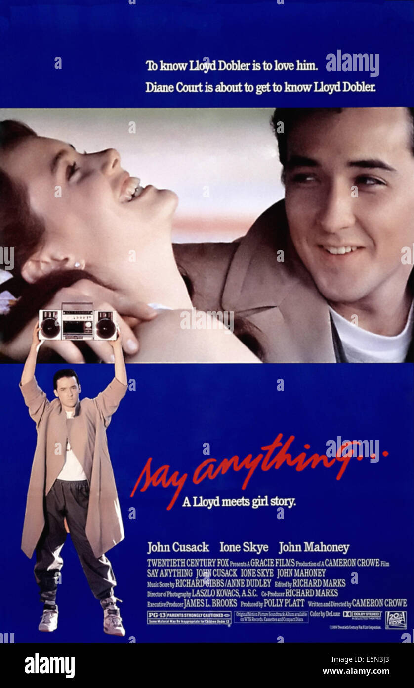 SAY ANYTHING, John Cusack, Ione Skye, poster art, 1989 TM and Copyright