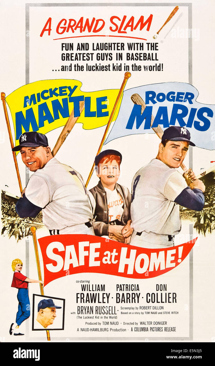SAFE AT HOME!, top from left: Mickey Mantle, Bryan Russell, Roger Maris, bottom from left: Patricia Barry, William Frawley, Stock Photo