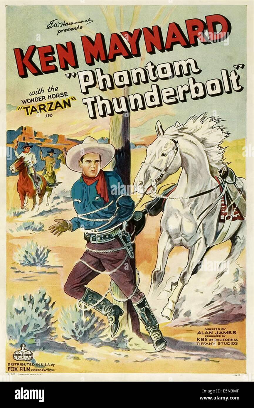 PHANTOM THUNDERBOLT, Ken Maynard with Tarzan the Wonder Horse, 1933. Stock Photo