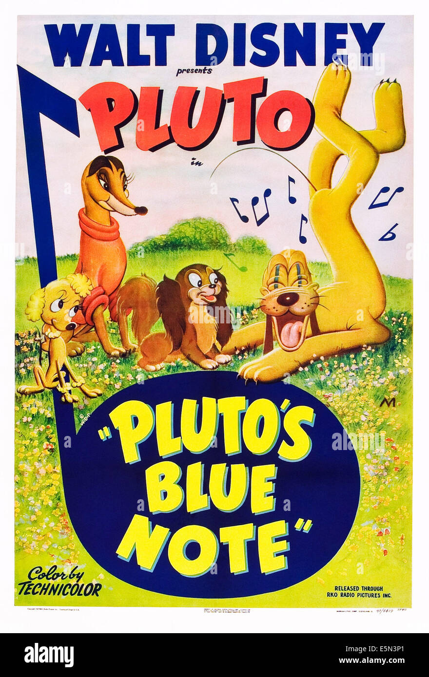 PLUTO'S BLUE NOTE, far right: Pluto on poster art, 1947. Stock Photo
