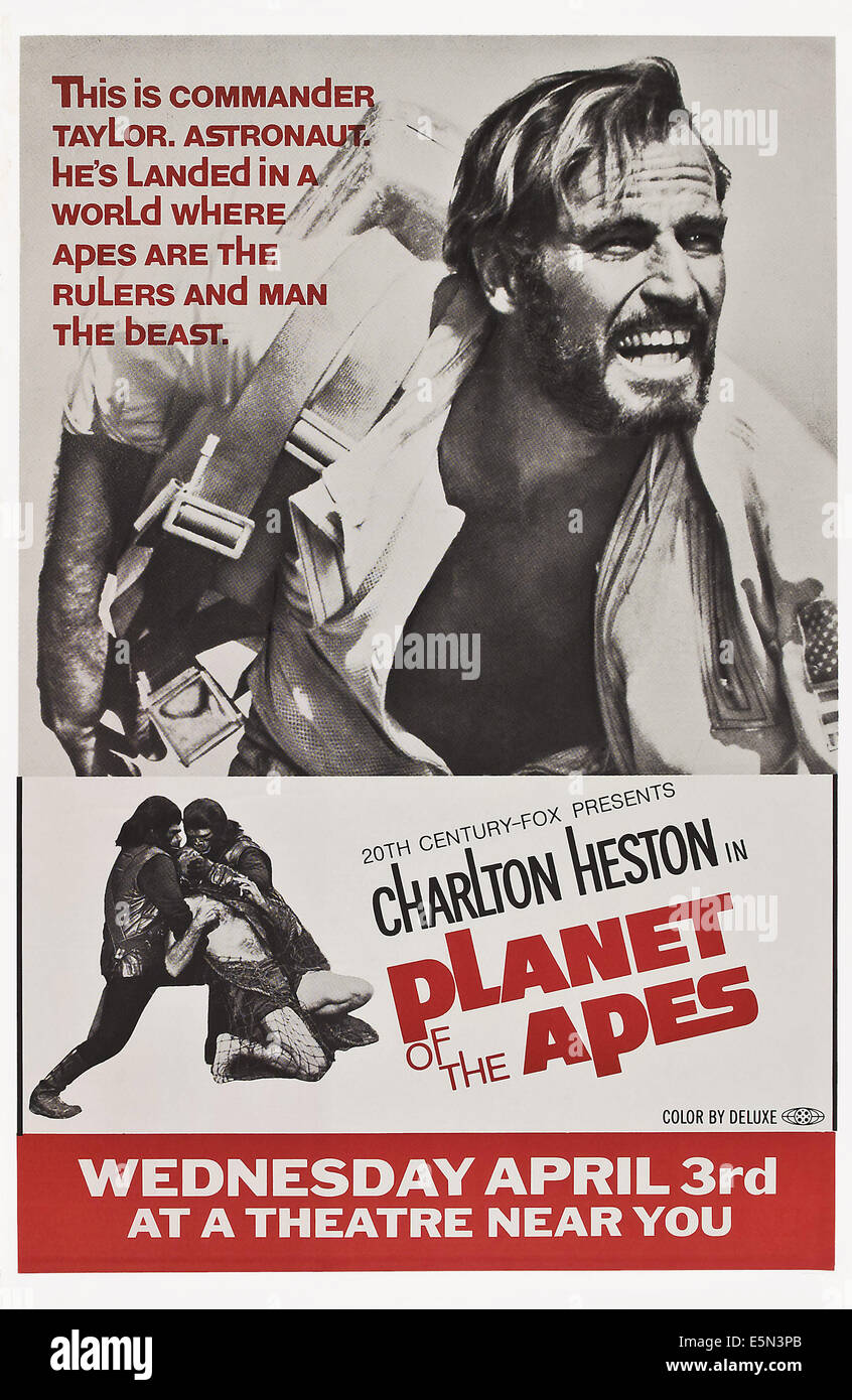 PLANET OF THE APES, top: Charlton Heston, 1968, TM and Copyright ©20th Century Fox Film Corp. All rights reserved./courtesy Stock Photo