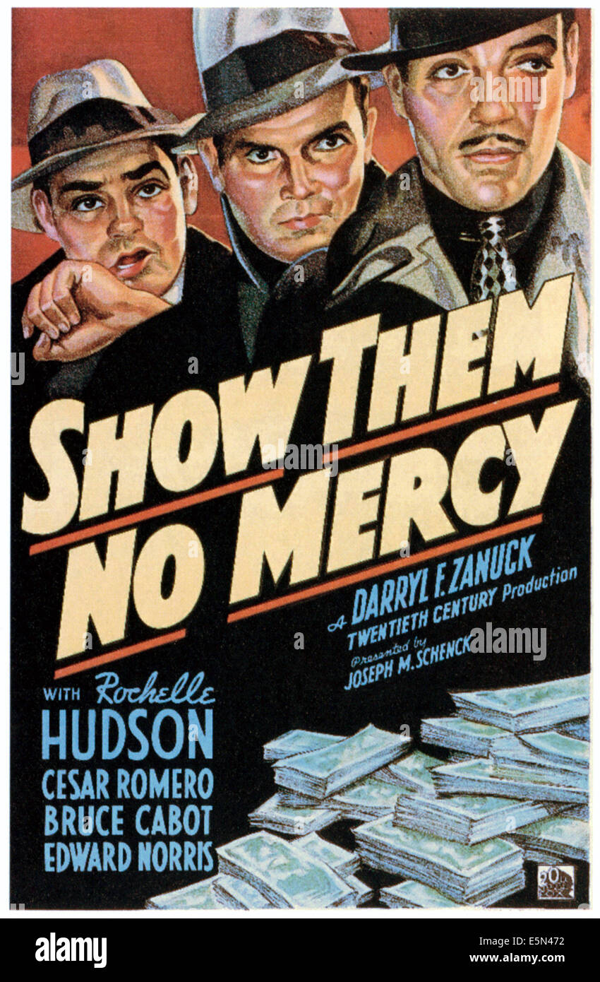SHOW THEM NO MERCY, from left: Edward Norris, Bruce Cabot, Cesar Romero, 1935, TM and Copyright ©20th Century Fox Film Corp. Stock Photo