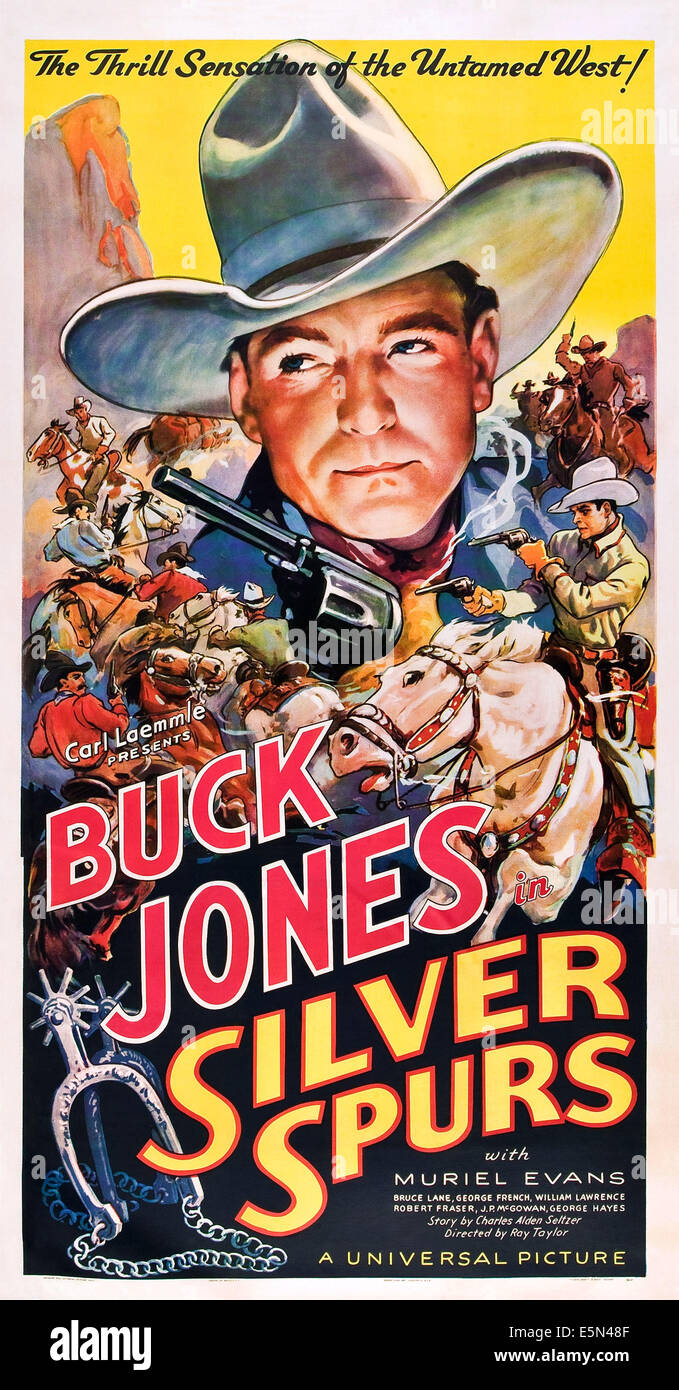 SILVER SPURS, Buck Jones on poster art, 1936 Stock Photo - Alamy