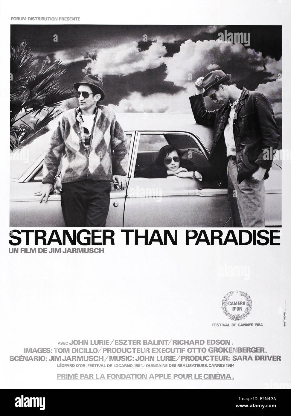 STRANGER THAN PARADISE, US poster art, from left: Richard Edson, Eszter Balint, John Lurie, 1984, ©Samuel Goldwyn Stock Photo