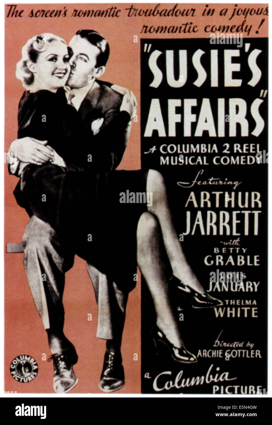 SUSIE'S AFFAIRS, from left: Betty Grable, Arthur Jarrett, 1934. Stock Photo
