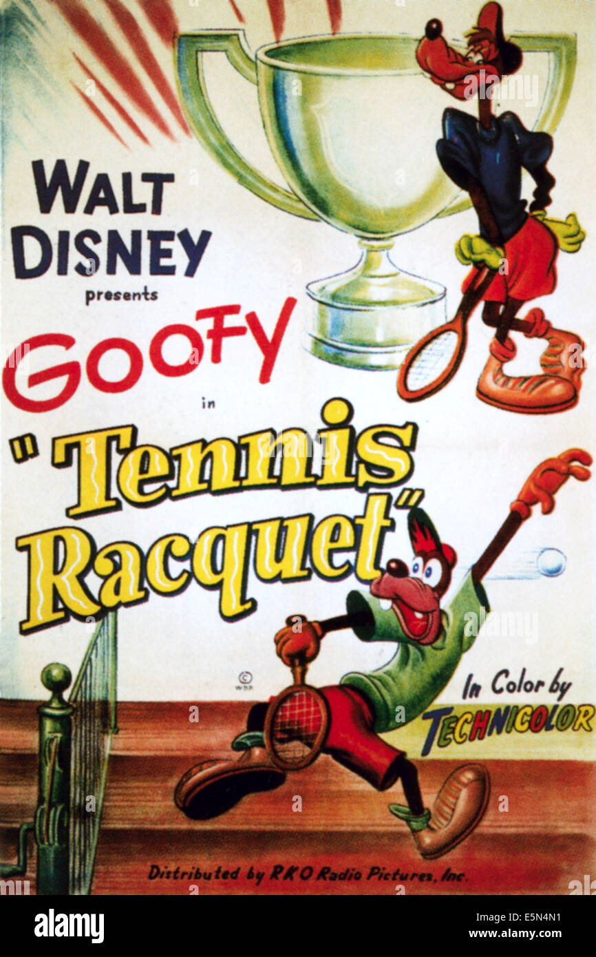 TENNIS RACQUET, top and bottom: Goofy, 1949. Stock Photo