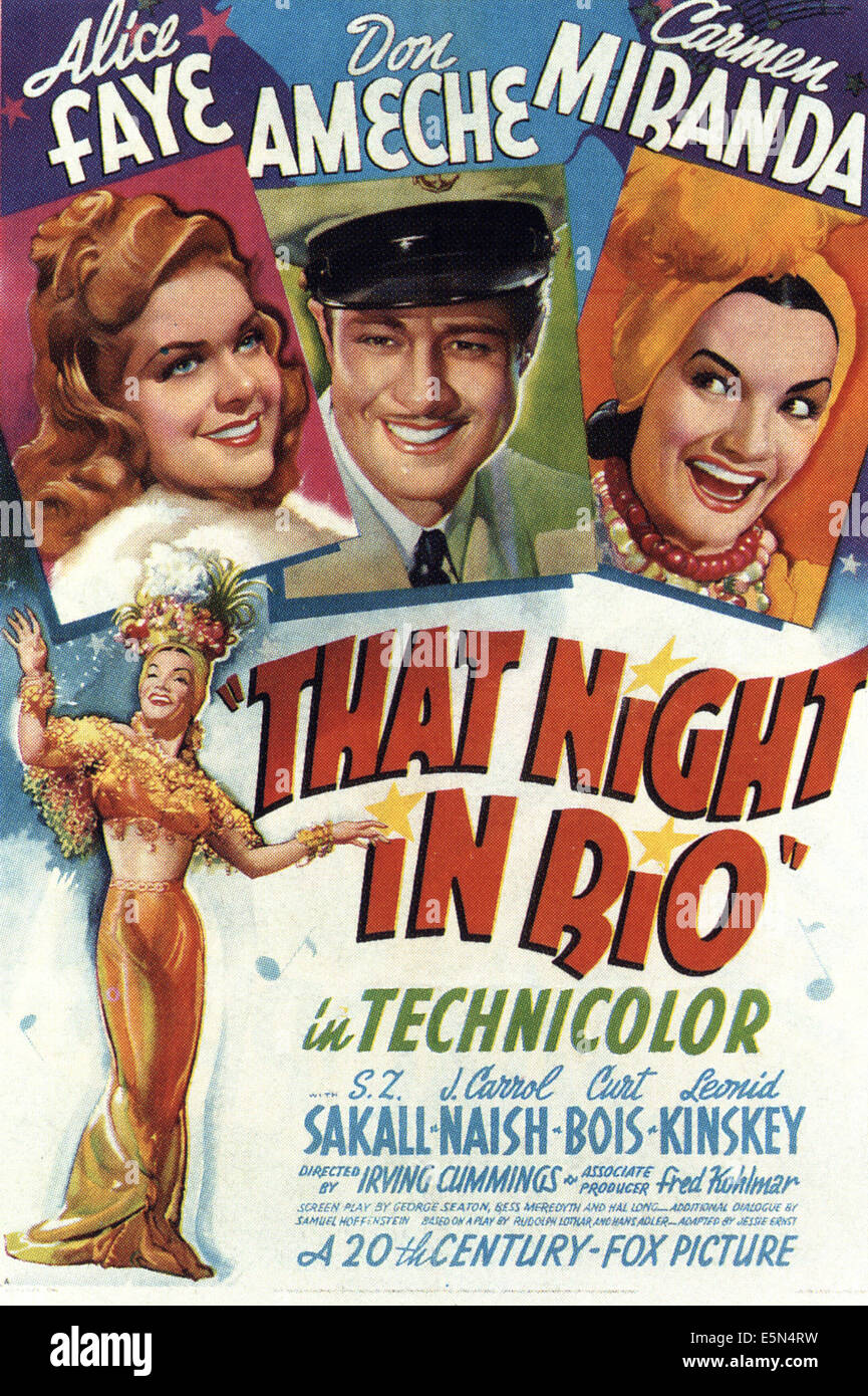 THAT NIGHT IN RIO, Alice Faye, Don Ameche, Carmen Miranda, 1941. TM and Copyright © 20th Century Fox Film Corp. All rights Stock Photo