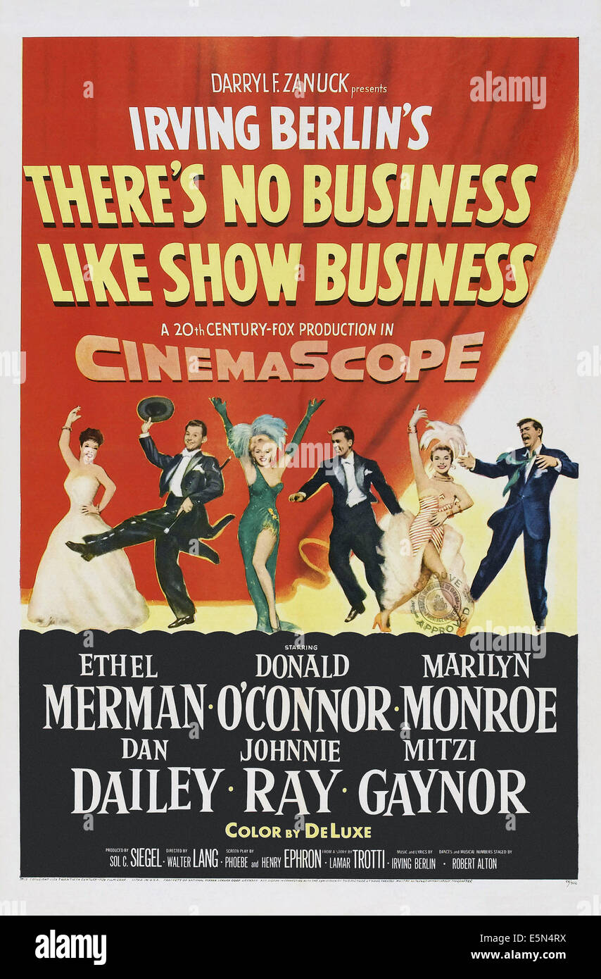 THERE'S NO BUSINESS LIKE SHOW BUSINESS, E. Merman, D. O'Connor, M. Monroe, D. Dailey, M.Gaynor, J. Ray, 1954 Stock Photo