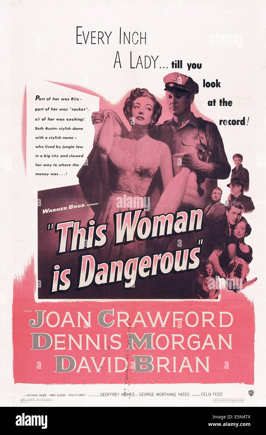 THIS WOMAN IS DANGEROUS, US poster, Joan Crawford, David Brian, 1952 Stock Photo