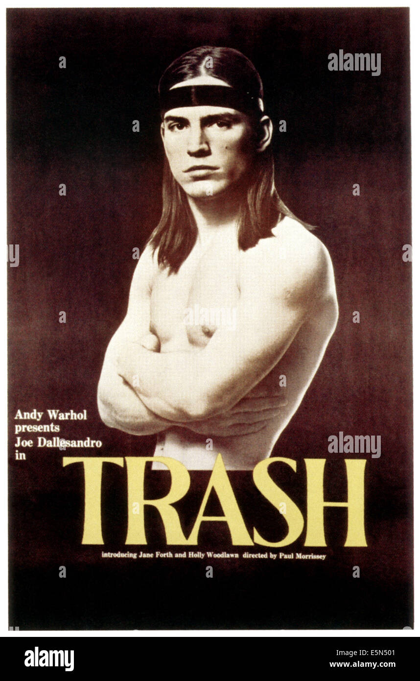 TRASH, Joe Dallesandro on poster art, 1970 Stock Photo