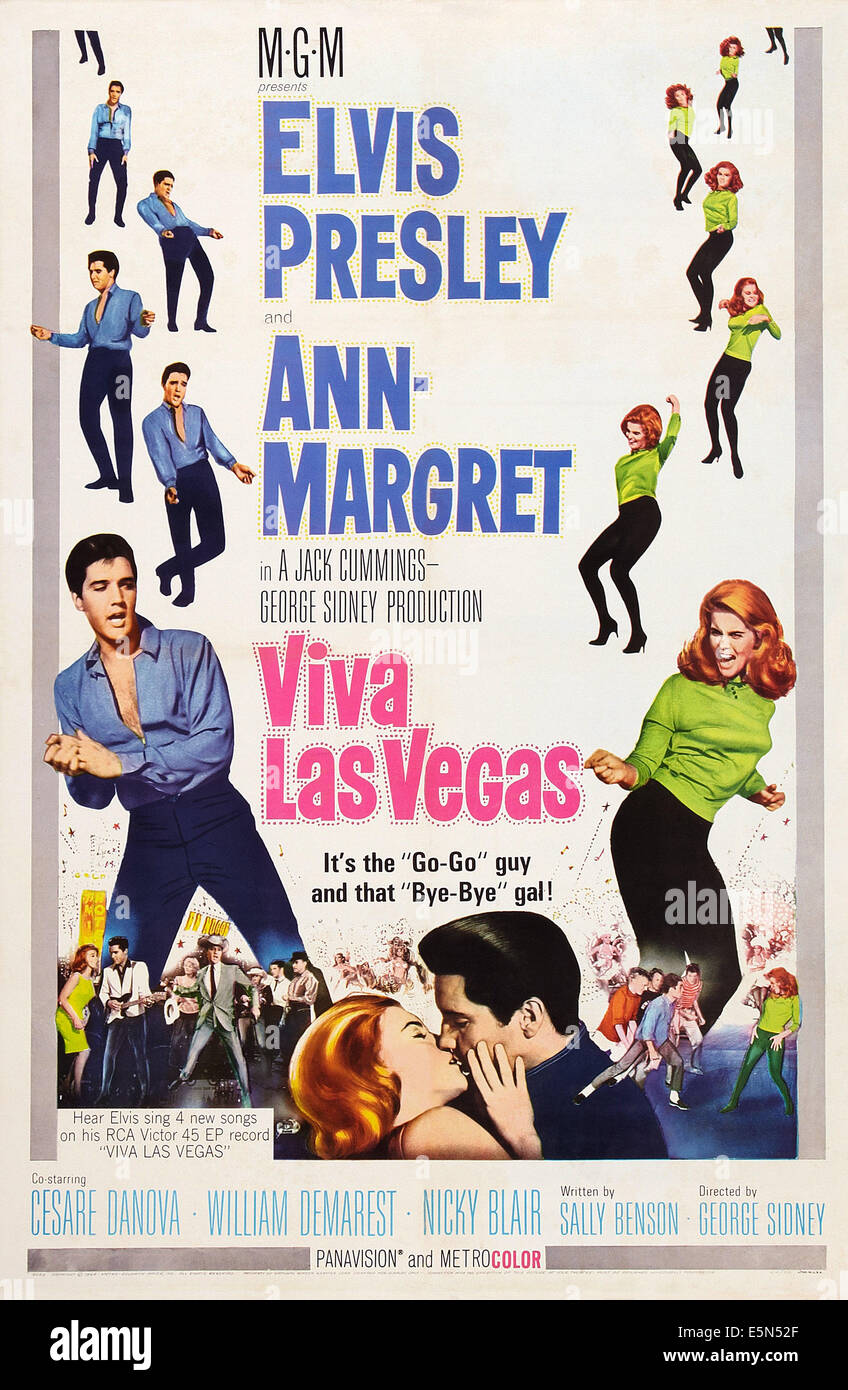 VIVA LAS VEGAS, US poster art, from left, Elvis Presley, Ann-Margret, 1964 Stock Photo