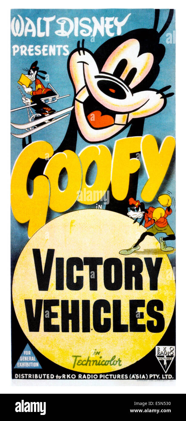 VICTORY VEHICLES, Goofy on Australian daybill poster, 1943 Stock Photo