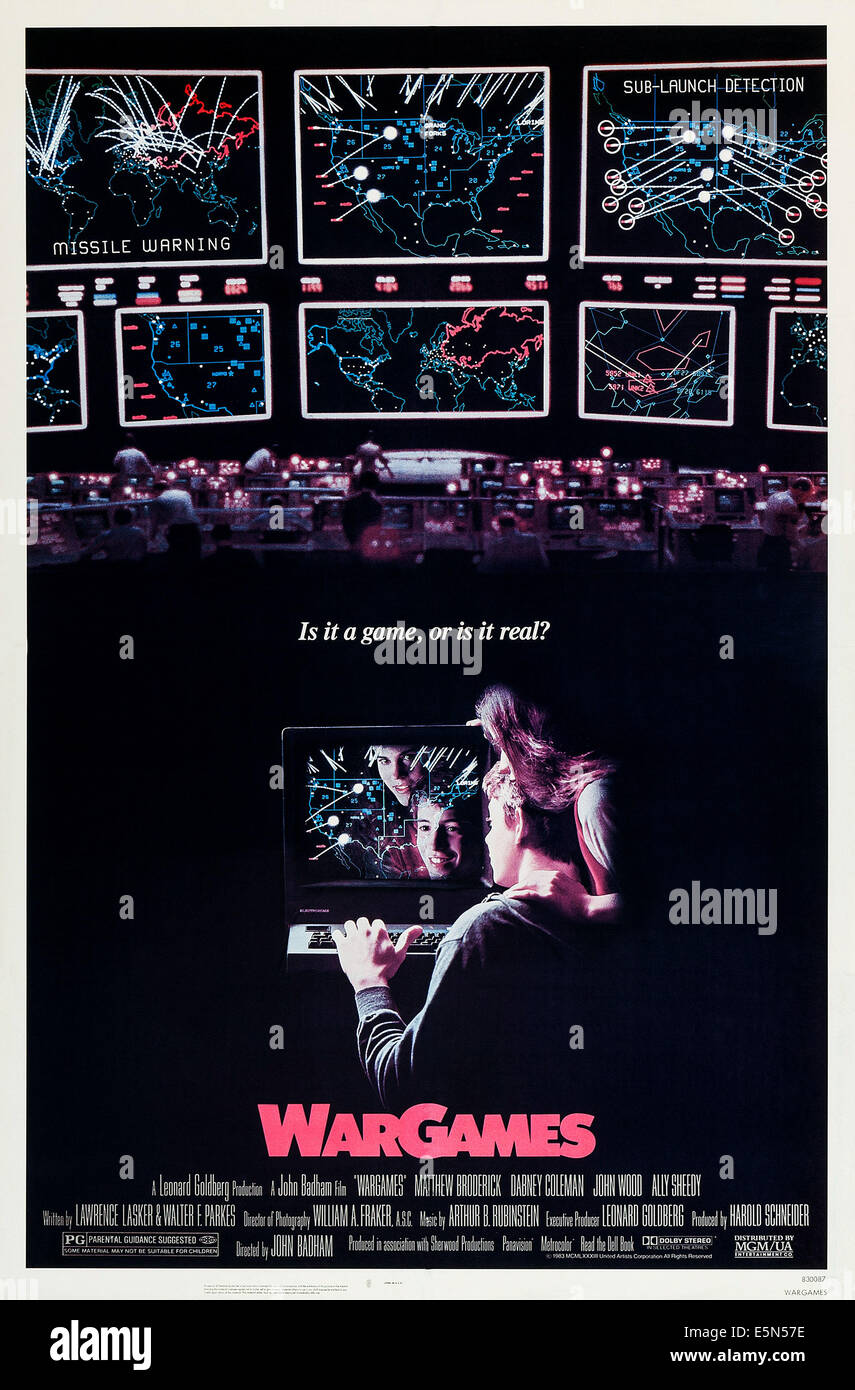 WARGAMES (aka WAR GAMES), from left: Matthew Broderick, Ally Sheedy, 1983, ©MGM/courtesy Everett Collection Stock Photo