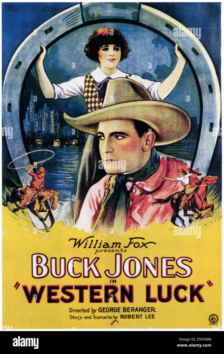 WESTERN LUCK from top Beatrice Burnham Buck Jones 1924 Stock