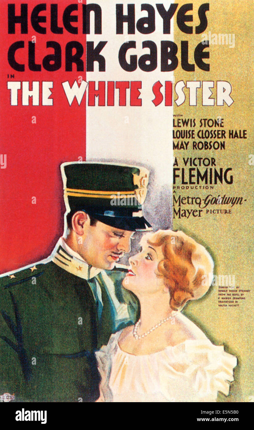 THE WHITE SISTER L r Clark Gable Helen Hayes On Poster Art 1933 the-white-sister-l-r-clark-gable-helen-hayes-on-poster-art-1933