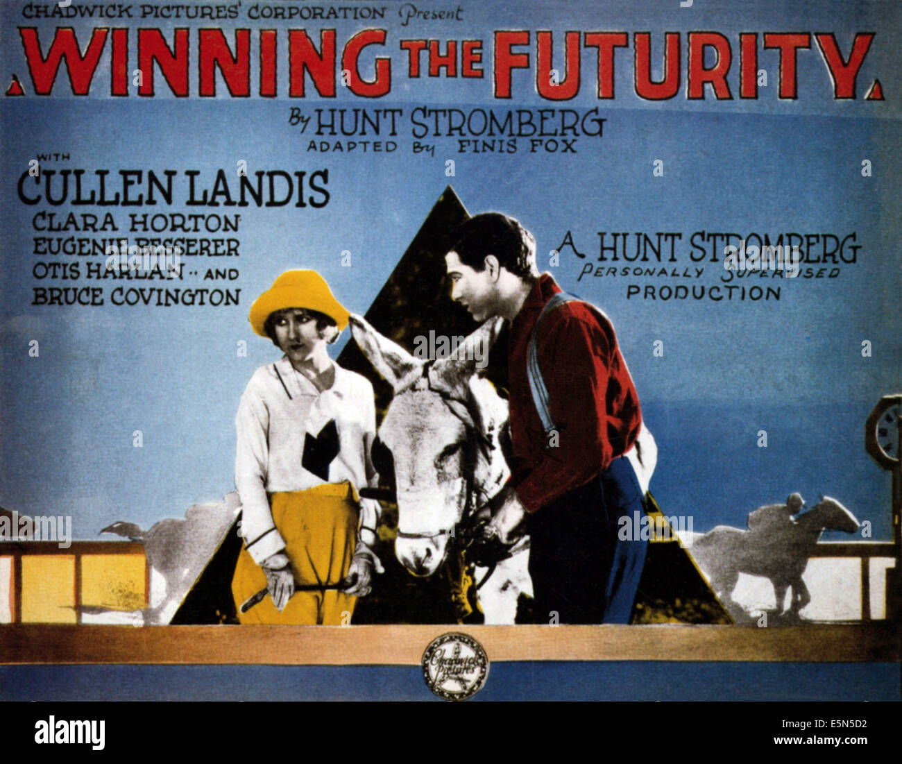 WINNING THE FUTURITY, from left: Clara Horton, Cullen Landis, 1926. Stock Photo