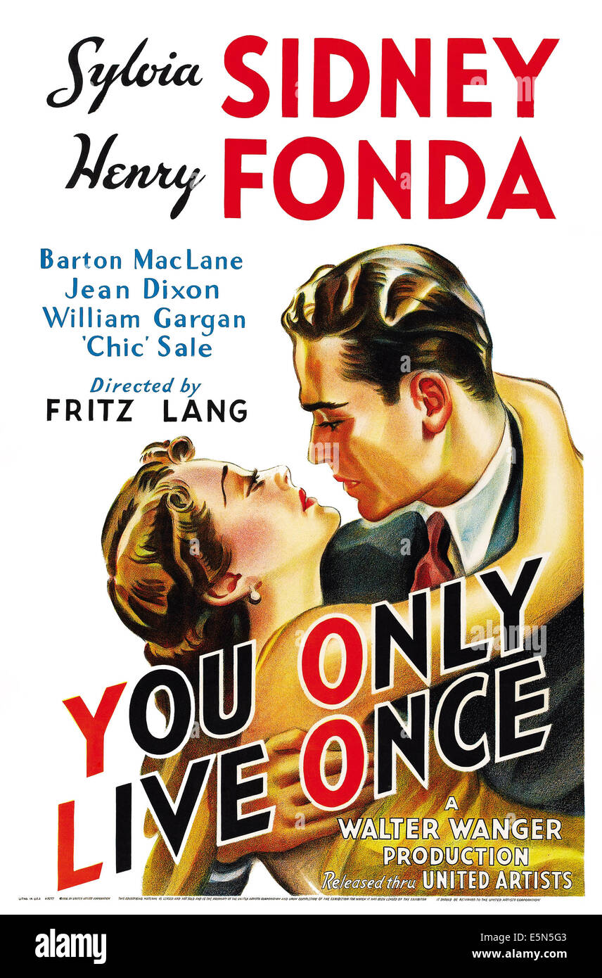 YOU ONLY LIVE ONCE, US poster art, from left: Sylvia Sidney, Henry Fonda, 1937 Stock Photo