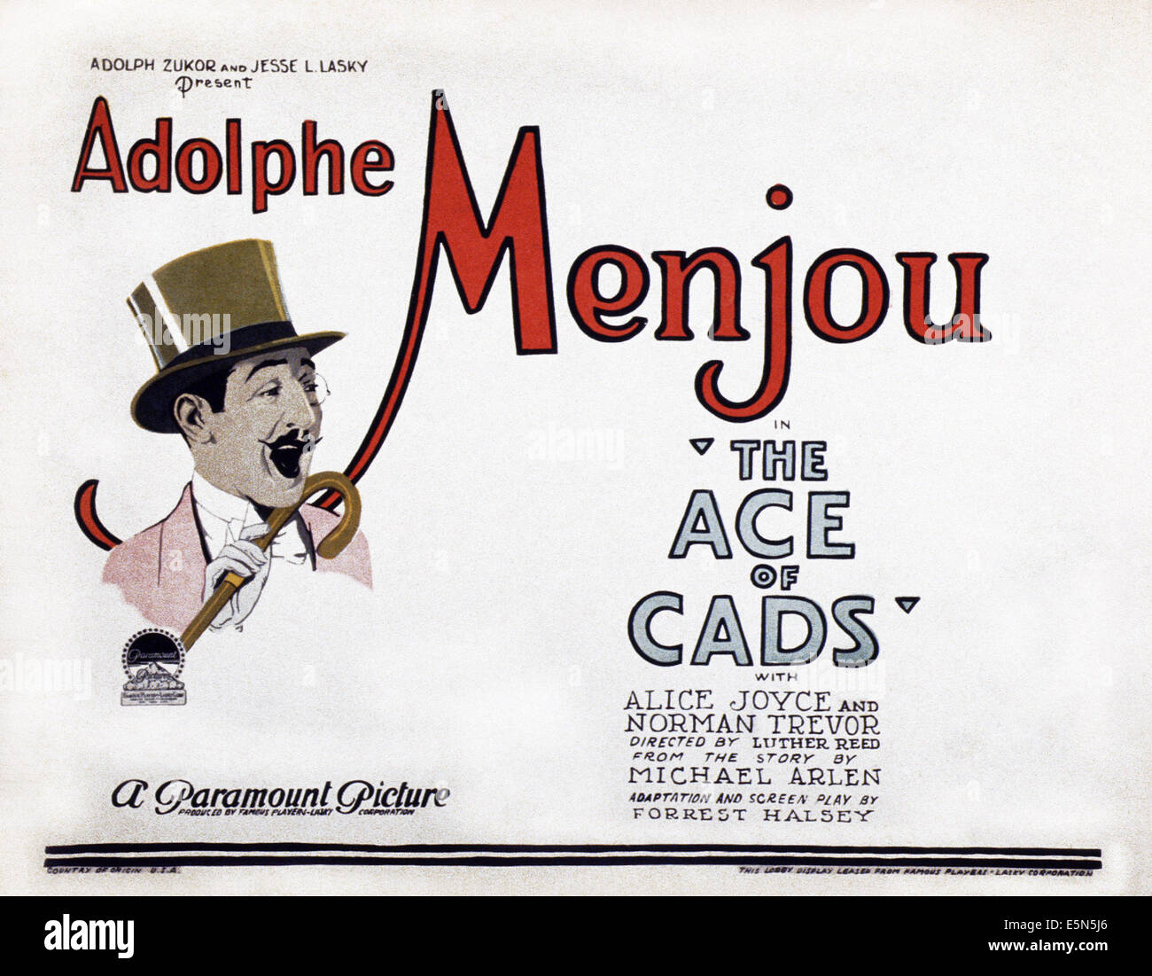 THE ACE OF CADS, Adolphe Menjou, 1926 Stock Photo