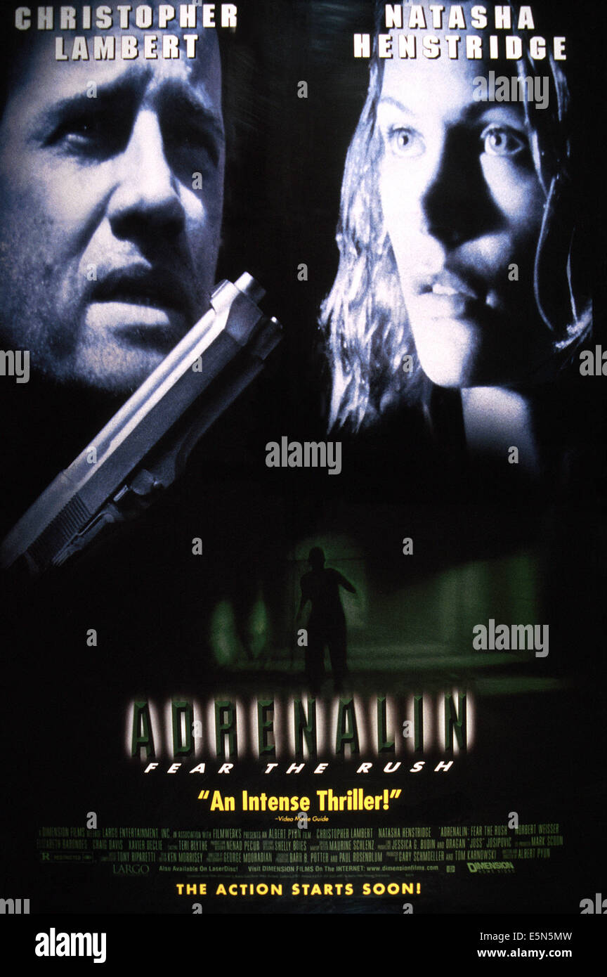 ADRENALIN, poster, from left Christopher Lambert, Natasha Henstridge