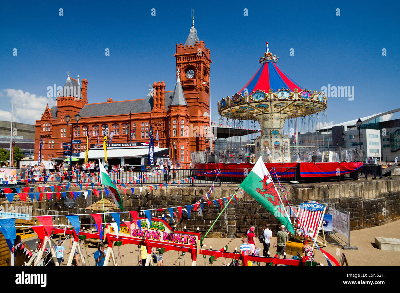 Fun fair at Roald Dahl Plass, Cardiff Bay, Cardiff, Wales Stock Photo -  Alamy