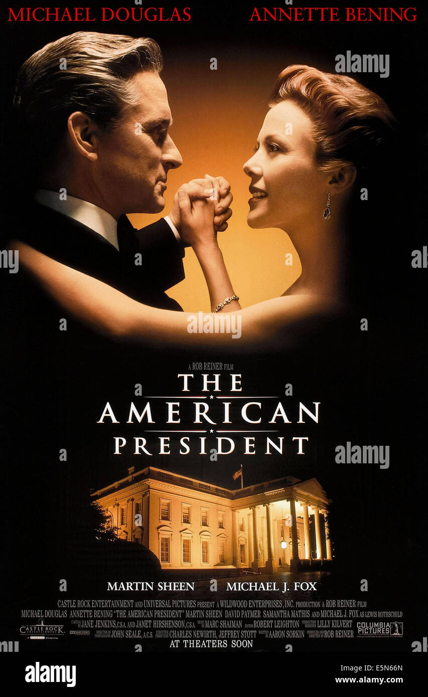 THE AMERICAN PRESIDENT, US advance poster art, from left: Michael Douglas, Annette Bening, 1995. ©Columbia Pictures/ Courtesy: Stock Photo