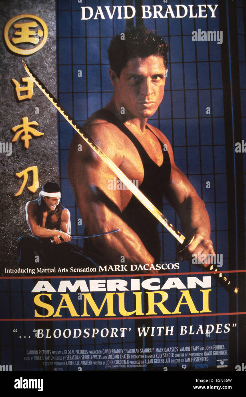 AMERICAN SAMURAI Poster From Left Mark Dacascos David Bradley 1992 AMERICAN SAMURAI Poster From Left Mark Dacascos David Bradley 1992