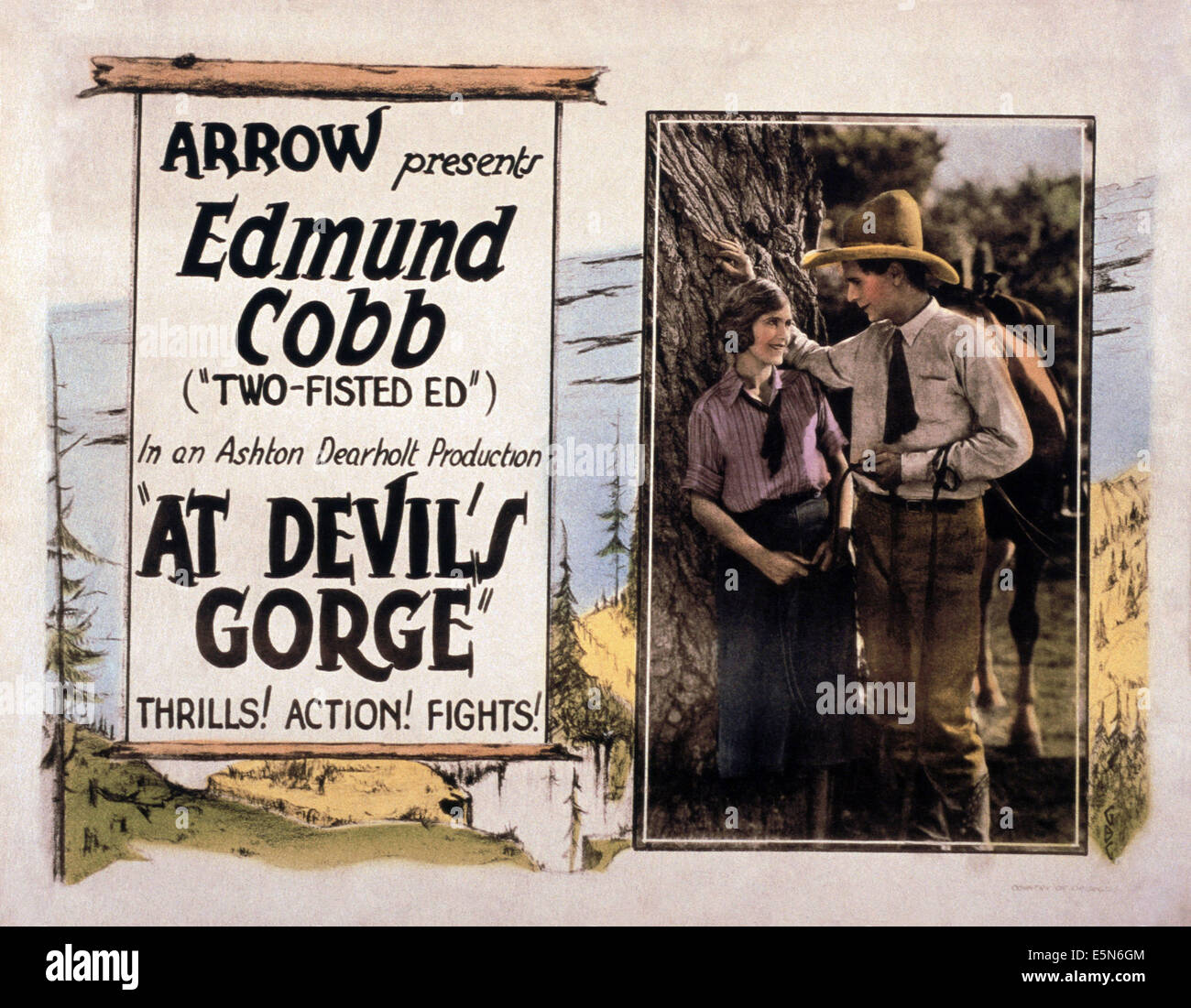 AT DEVIL'S GORGE, from left: Helene Rosson, Edmund Cobb, 1923 Stock Photo