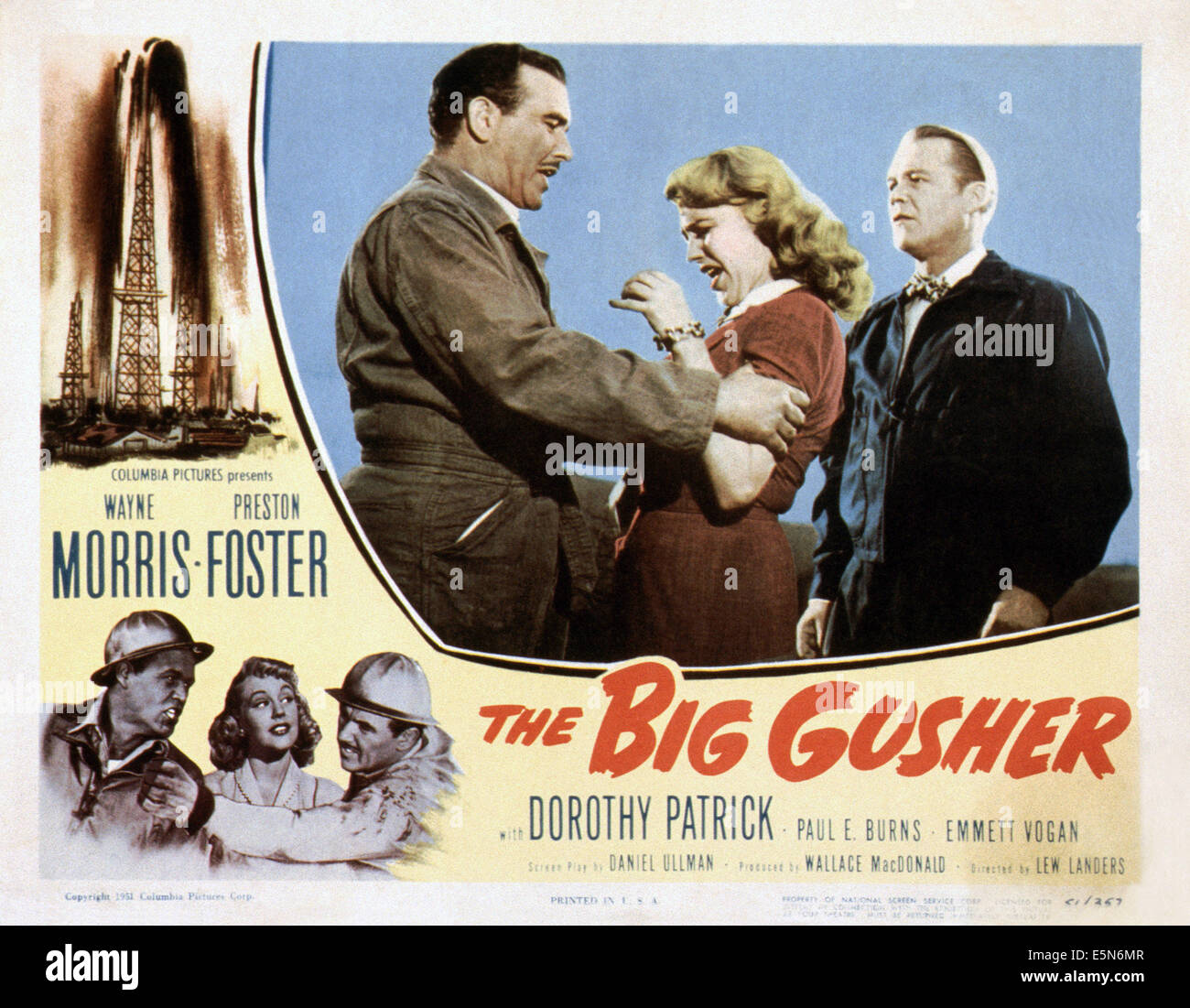 THE BIG GUSHER, from left: Preston Foster, Dorothy Patrick, Wayne Morris, 1951 Stock Photo