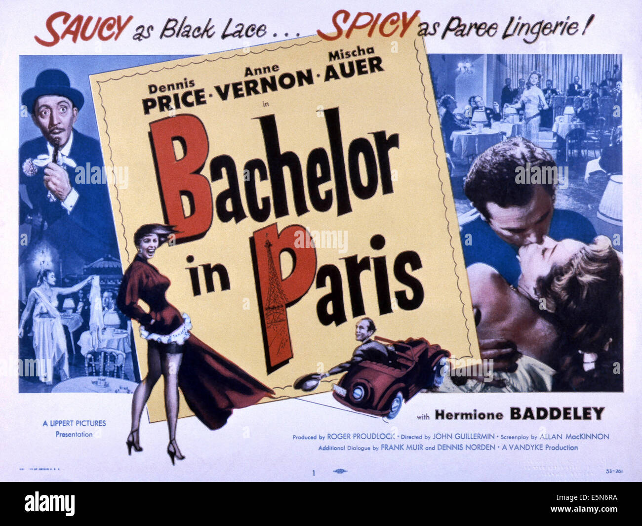 BACHELOR IN PARIS, (aka SONG OF PARIS, Mischa Auer (left), bottom from left: Anne Vernon, Dennis Price, embracing right from Stock Photo