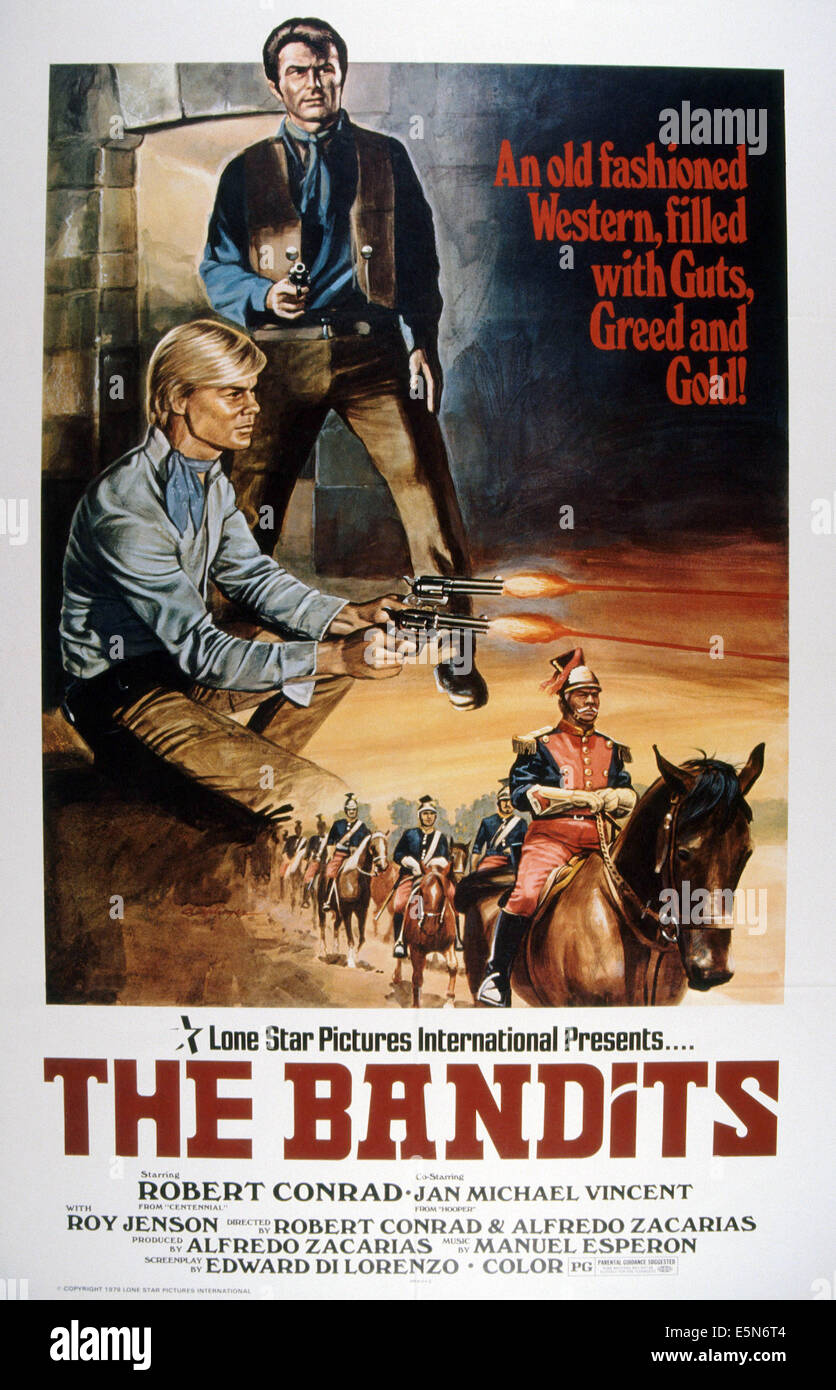 THE BANDITS, U.S. poster, top, from left: Jan Michael Vincent, Robert Conrad, 1967 Stock Photo