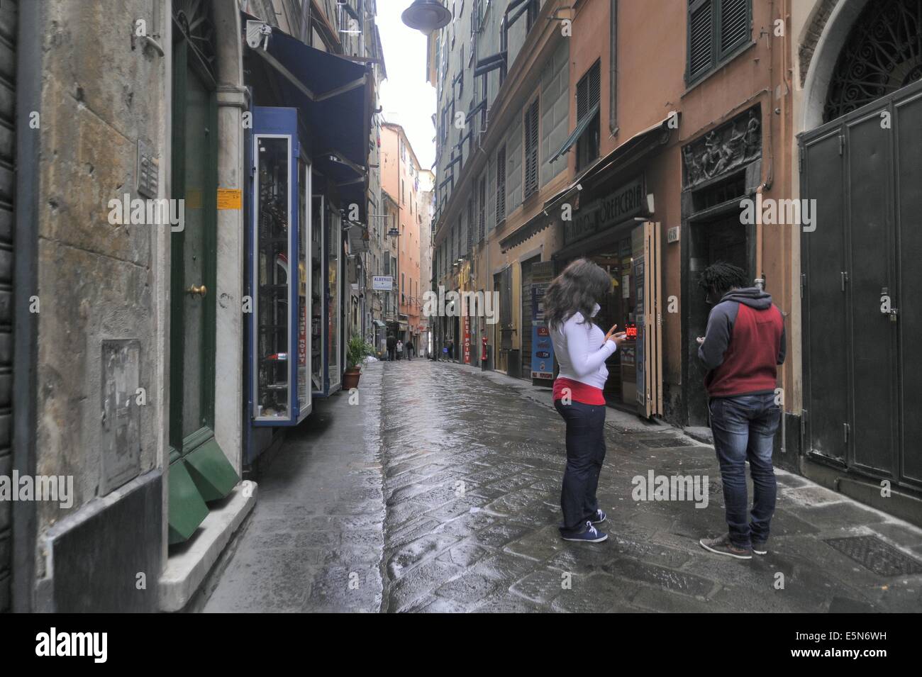 Genoa (Italy), Via del Campo, the street sung by the great poet and singer-songwriter Fabrizio De Andrè Stock Photo