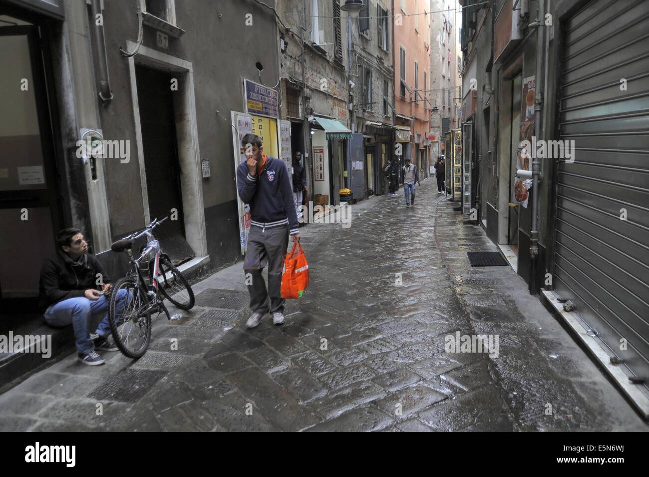 Genoa (Italy), Via del Campo, the street sung by the great poet and singer-songwriter Fabrizio De Andrè Stock Photo