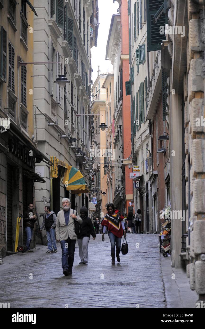Genoa (Italy), Via del Campo, the street sung by the great poet and singer-songwriter Fabrizio De Andrè Stock Photo