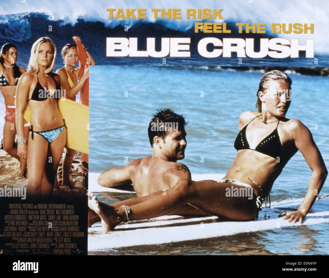 BLUE CRUSH, left: Michelle Rodriguez, Kate Bosworth, Sanoe Lake; insert: Matthew Davis, Kate Bosworth, 2002. Stock Photo