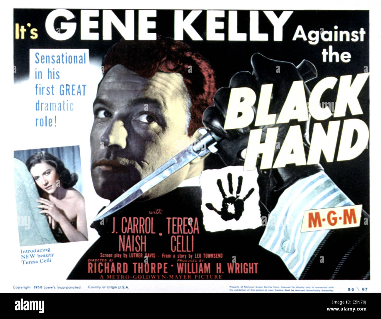 BLACK HAND, Teresa Celli, Gene Kelly, 1950 Stock Photo