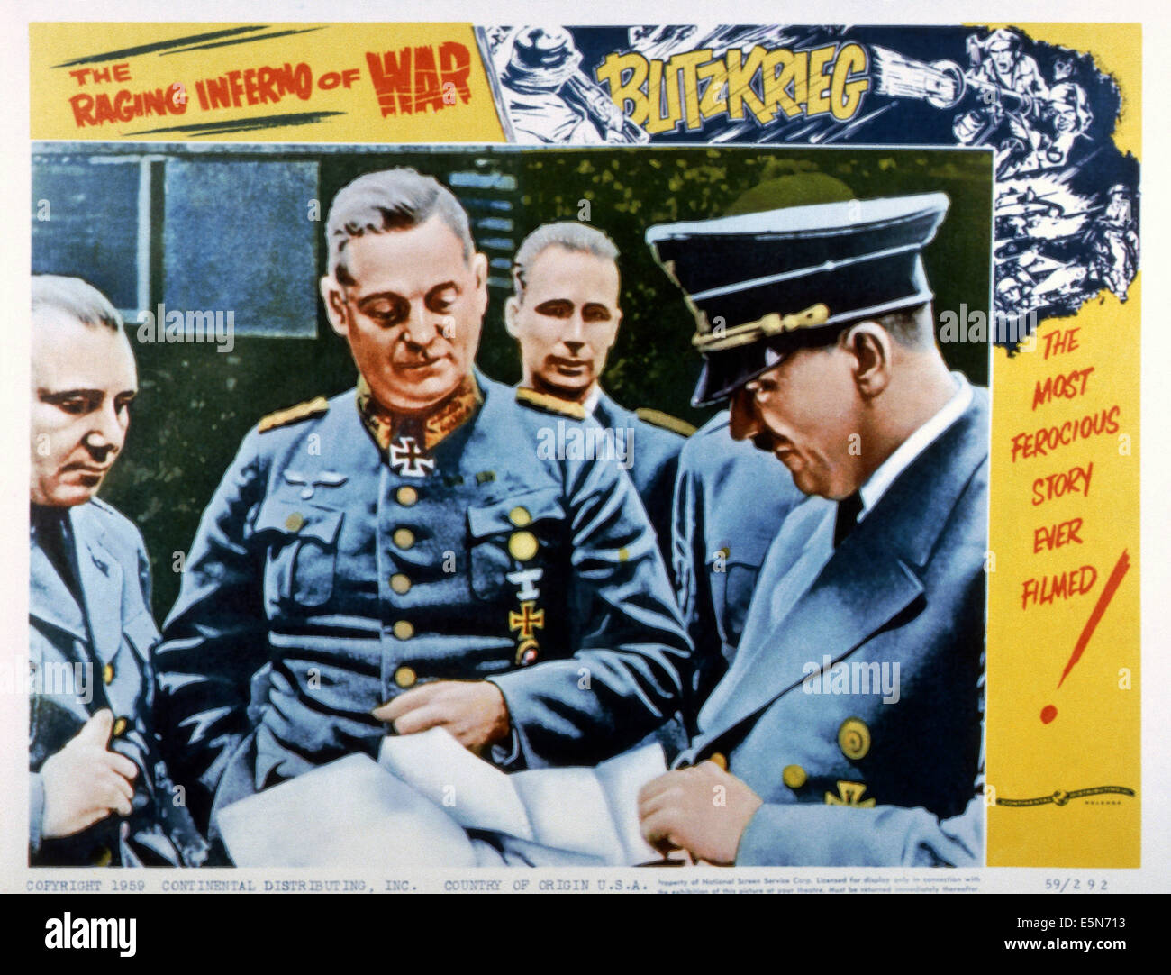 BLITZKRIEG, from left: Martin Bormann, Wilhelm Keitel, Rudolf Hess (back), Adolf Hitler, 1959 Stock Photo