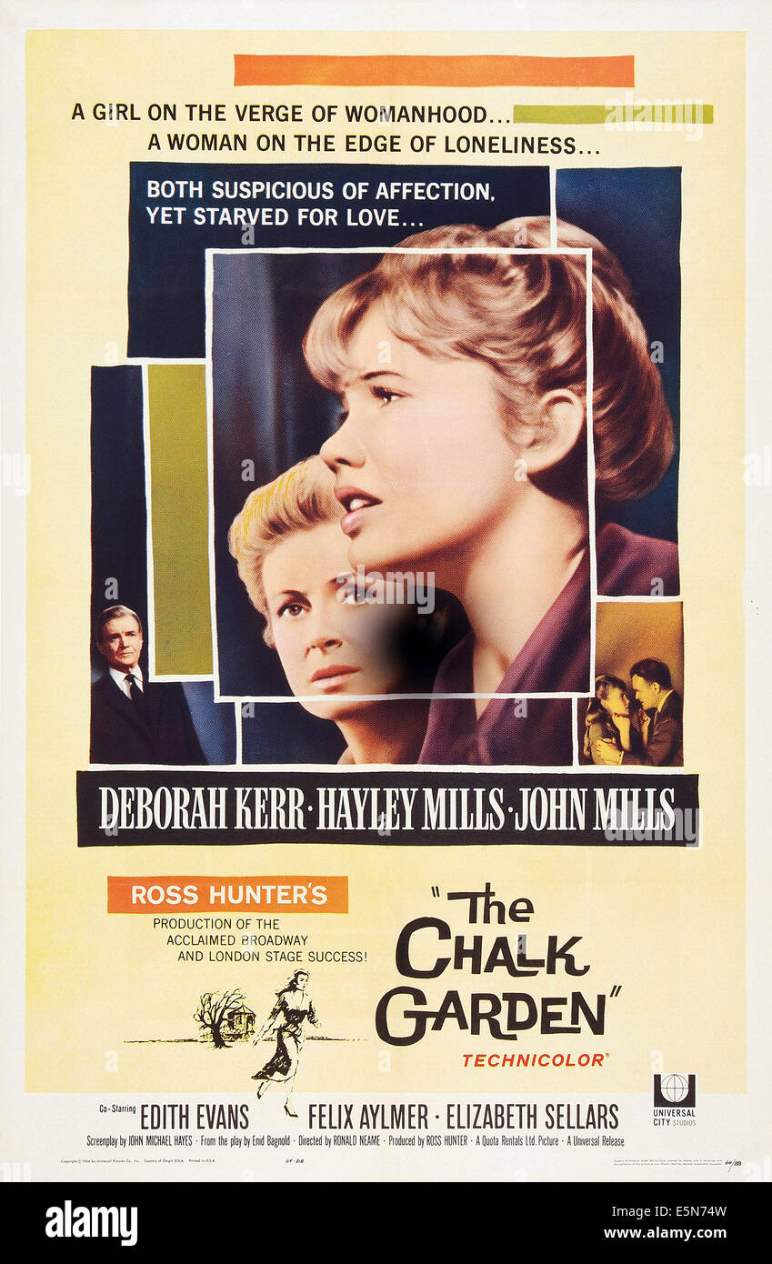 THE CHALK GARDEN, US poster art, from left John Mills, Deborah Kerr