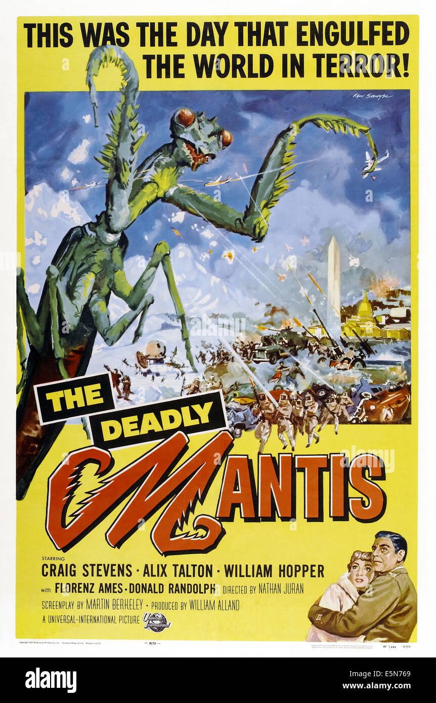 THE DEADLY MANTIS, Alix Talton, Craig Stevens; 1-sheet poster, 1957. Stock Photo