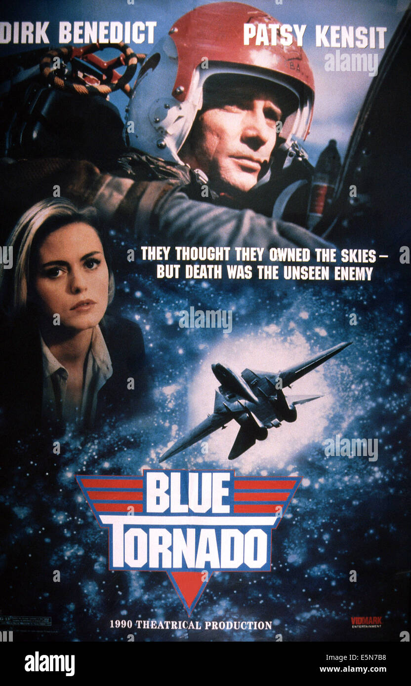 BLUE TORNADO, poster, from top: Patsy Kensit, Dirk Benedict, 1991. ©Clemi Cinematografica /courtesy Everett Collection Stock Photo