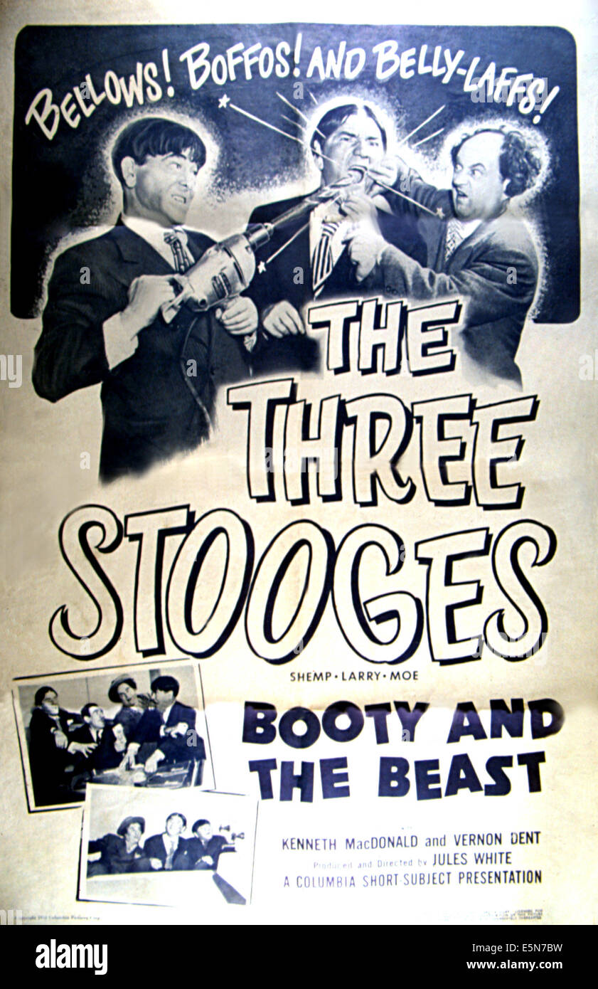 BOOTY AND THE BEAST, top half from left: Moe Howard, Shemp Howard, Larry Fine, (The Three Stooges), 1953 Stock Photo