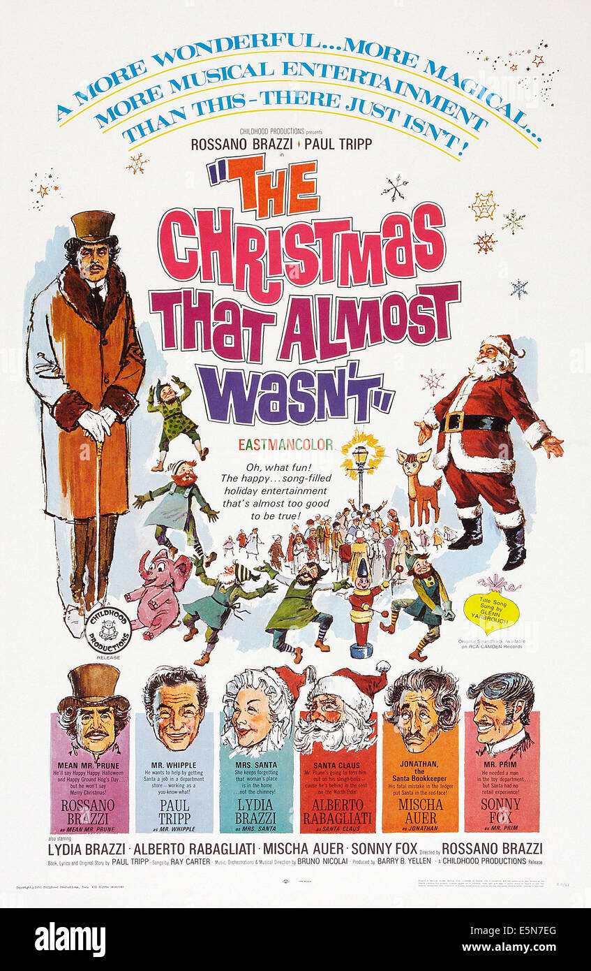 THE CHRISTMAS THAT ALMOST WASN'T, (aka IL NATALE CHE QUASI NON FU), US poster art, bottom from left: Rossano Brazzi, Paul Stock Photo