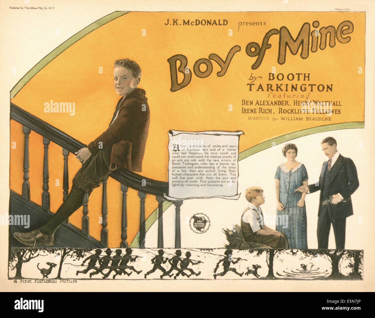 BOY OF MINE, Ben Alexander (on bannister), right from left: Ben Alexander, Irene Rich, Henry B. Walthall, 1923 Stock Photo