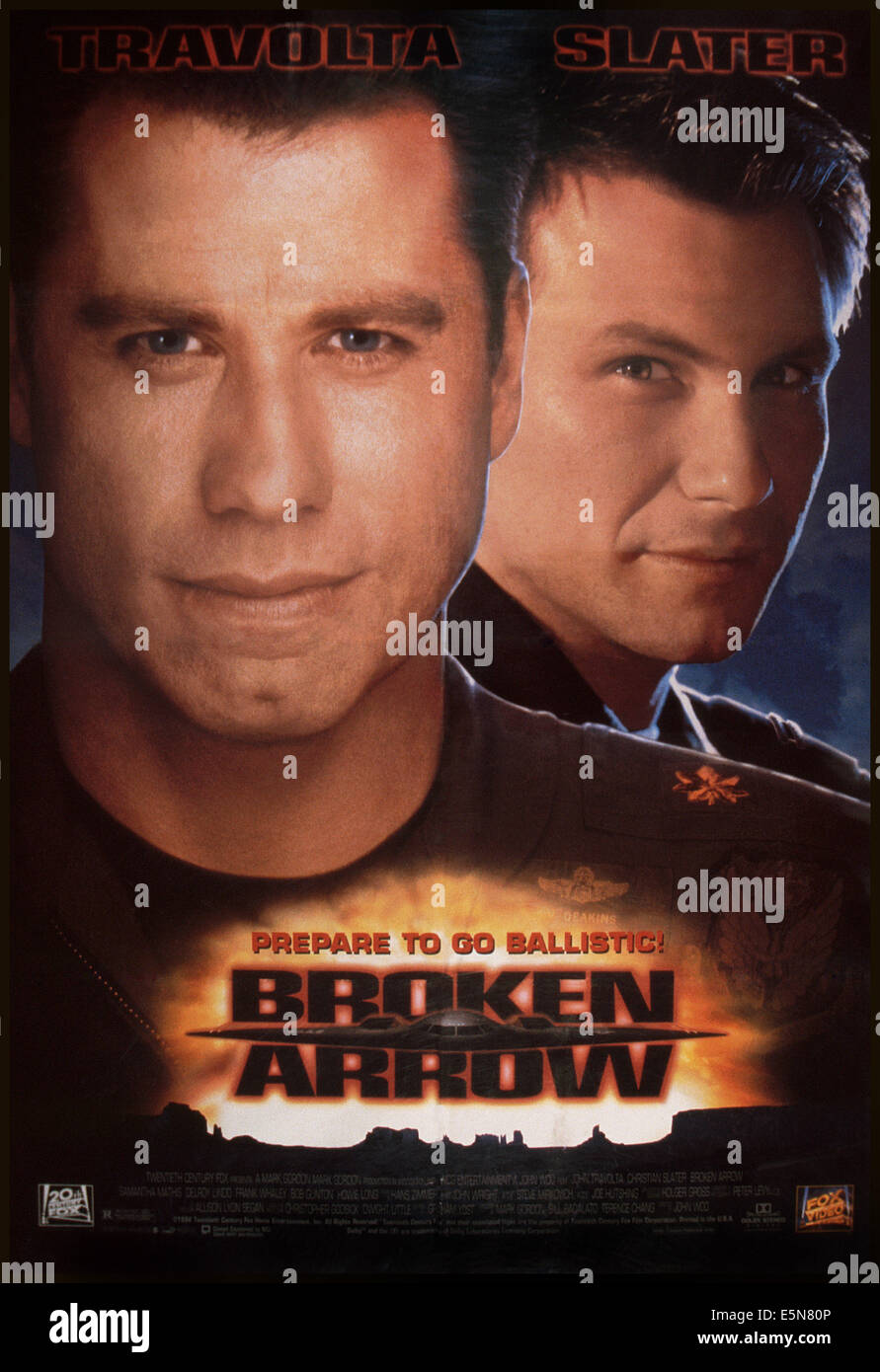 BROKEN ARROW, U.S. poster, from left: John Travolta, Christian Slater, 1996. TM and Copyright © 20th Century Fox Film Stock Photo